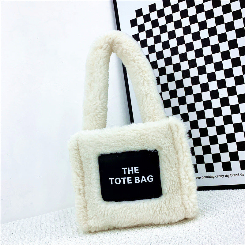 Imitation Lamb Wool Plush Mini Tote Handbag