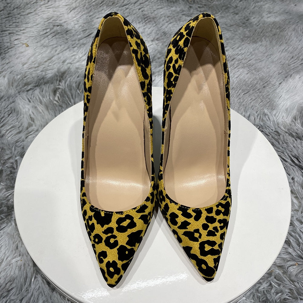 Synthetic Suede Leopard Stiletto Pumps