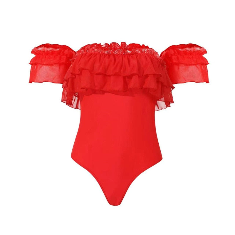 Ruffled High-Waist Bikini with Summer Beachwear Cover-Up