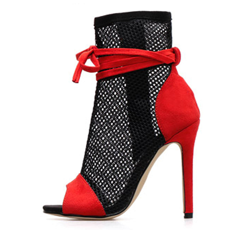 Mesh Peep-Toe Sandals