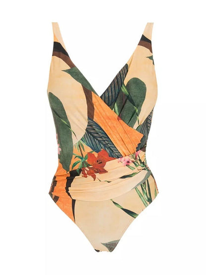 One-Piece Retro Swimsuit with Belly-Slimming Cover-Up