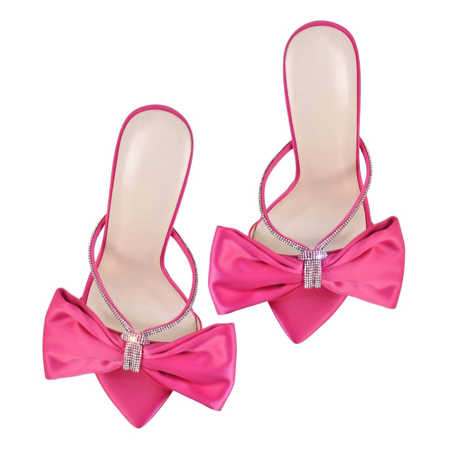 Fashionable High-Heeled Sandals: European and American Style, Large Pointed Bow, Sexy and Trendy