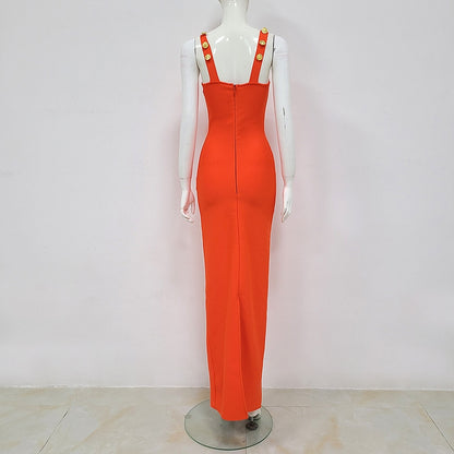 Orange Maxi Bandage Dress