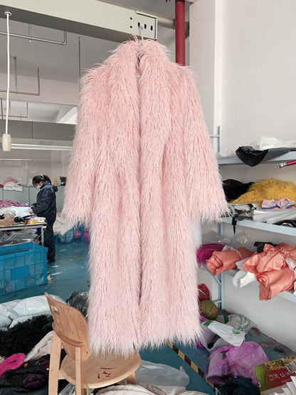 Imitation Fur Wool Coat