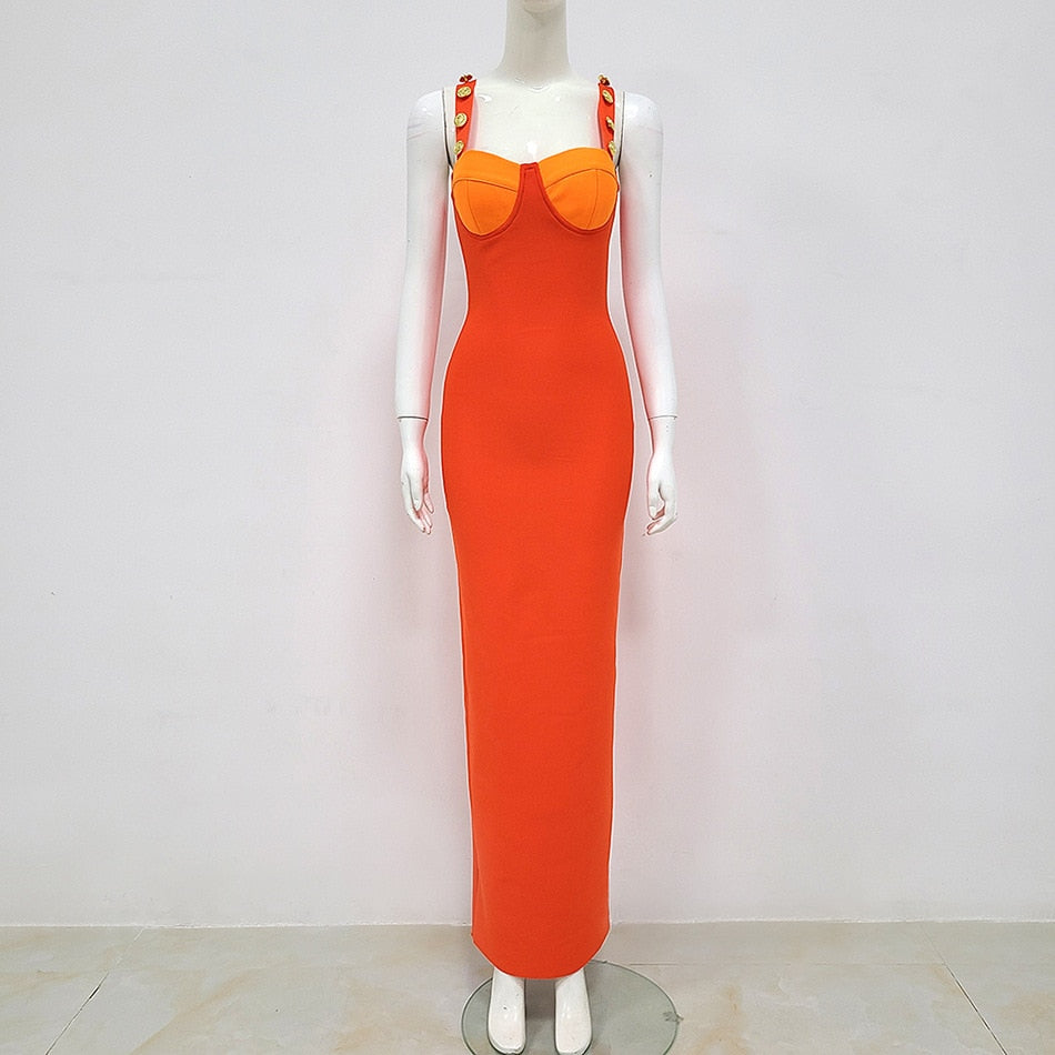 Orange Maxi Bandage Dress