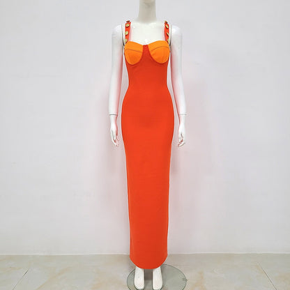 Orange Maxi Bandage Dress