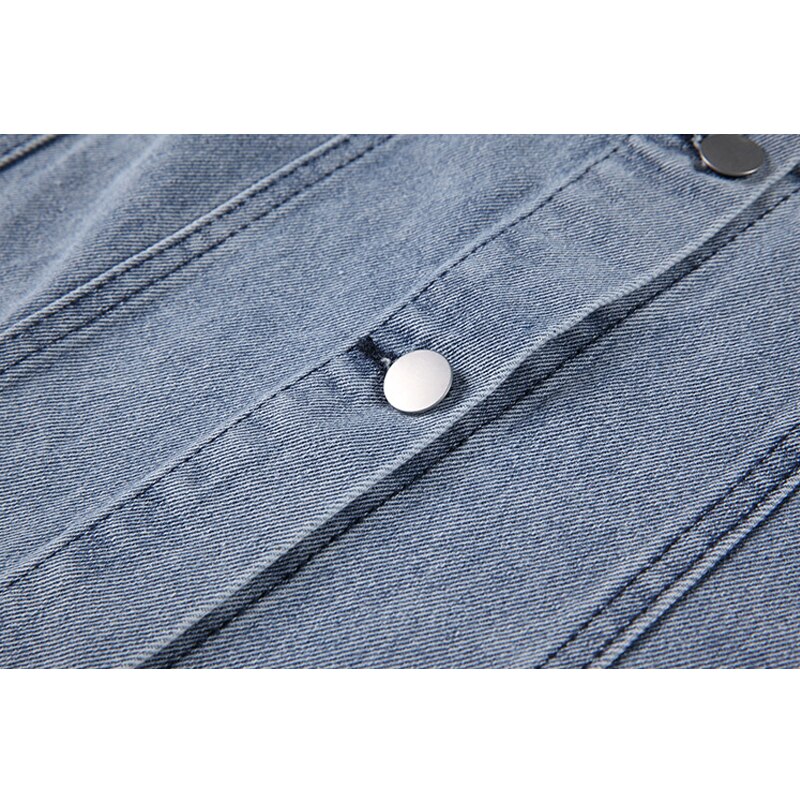 Loose Stitching Denim Oversized Hooded Coat