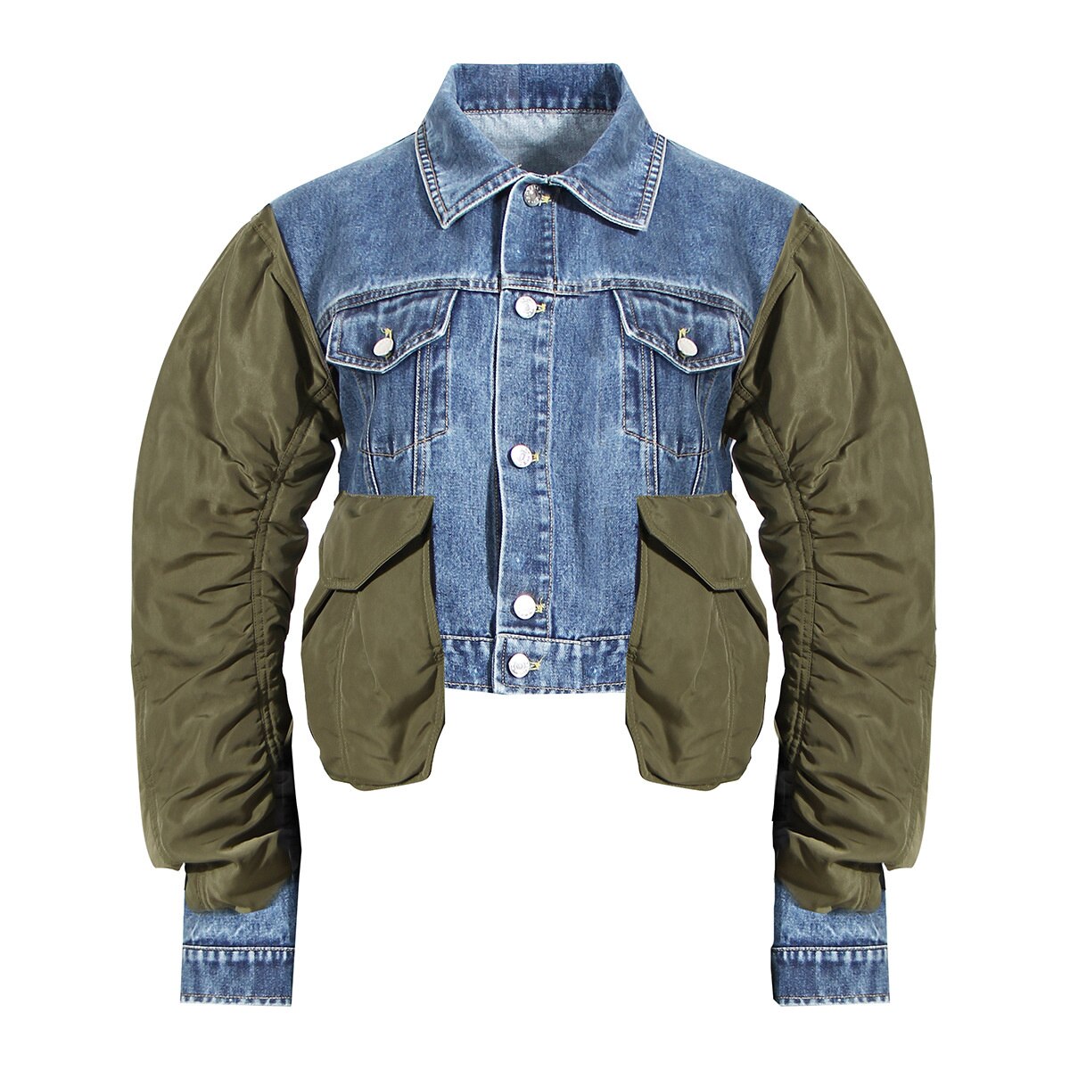 Denim Contrast Color Short Jacket