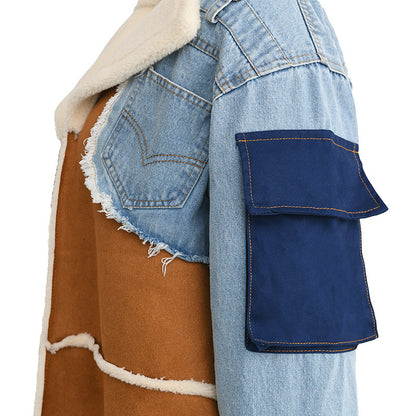 Full Sleeve Slim Patchwork Woolen Coat