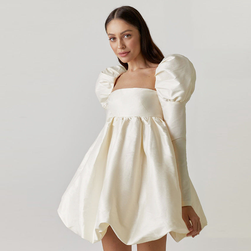 Early Spring French Satin Mini Dress