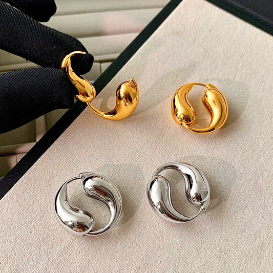 Tai Chi Water Drop Hoop Earrings