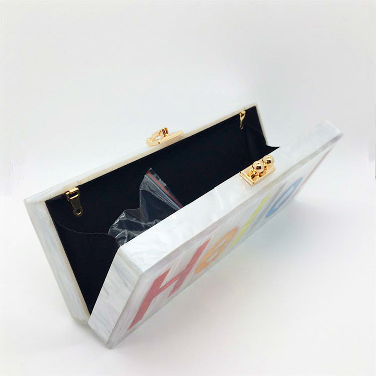 Timeless HELLO Letter Acrylic Evening Bag