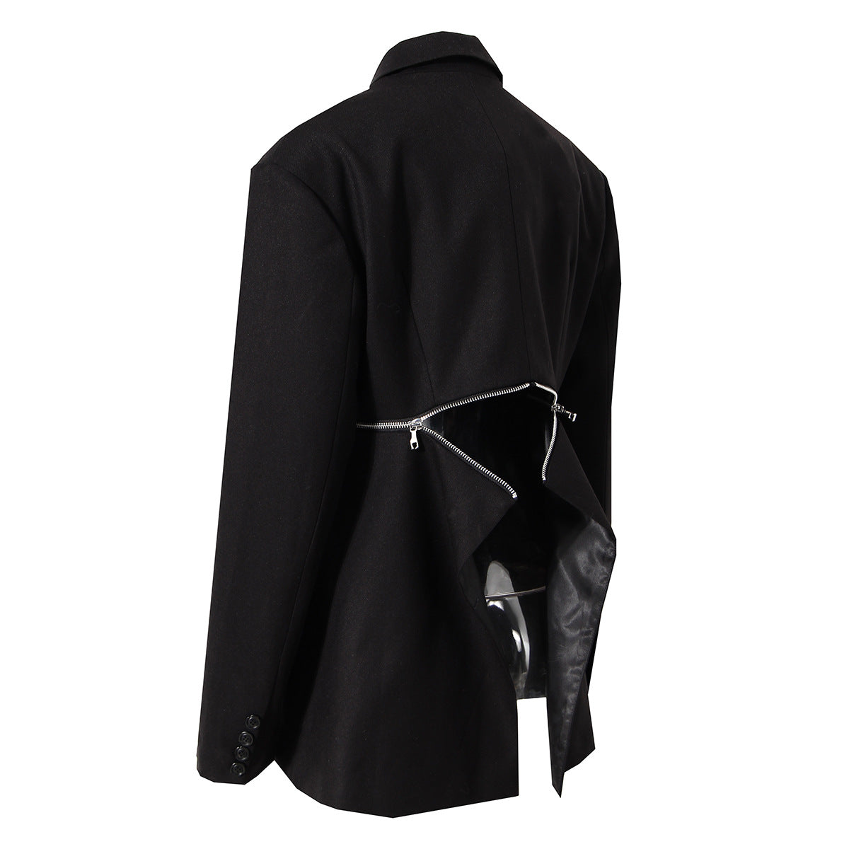 Dark Black Asymmetrical Suit Jacket