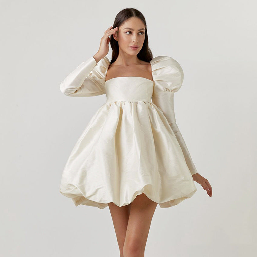 Early Spring French Satin Mini Dress