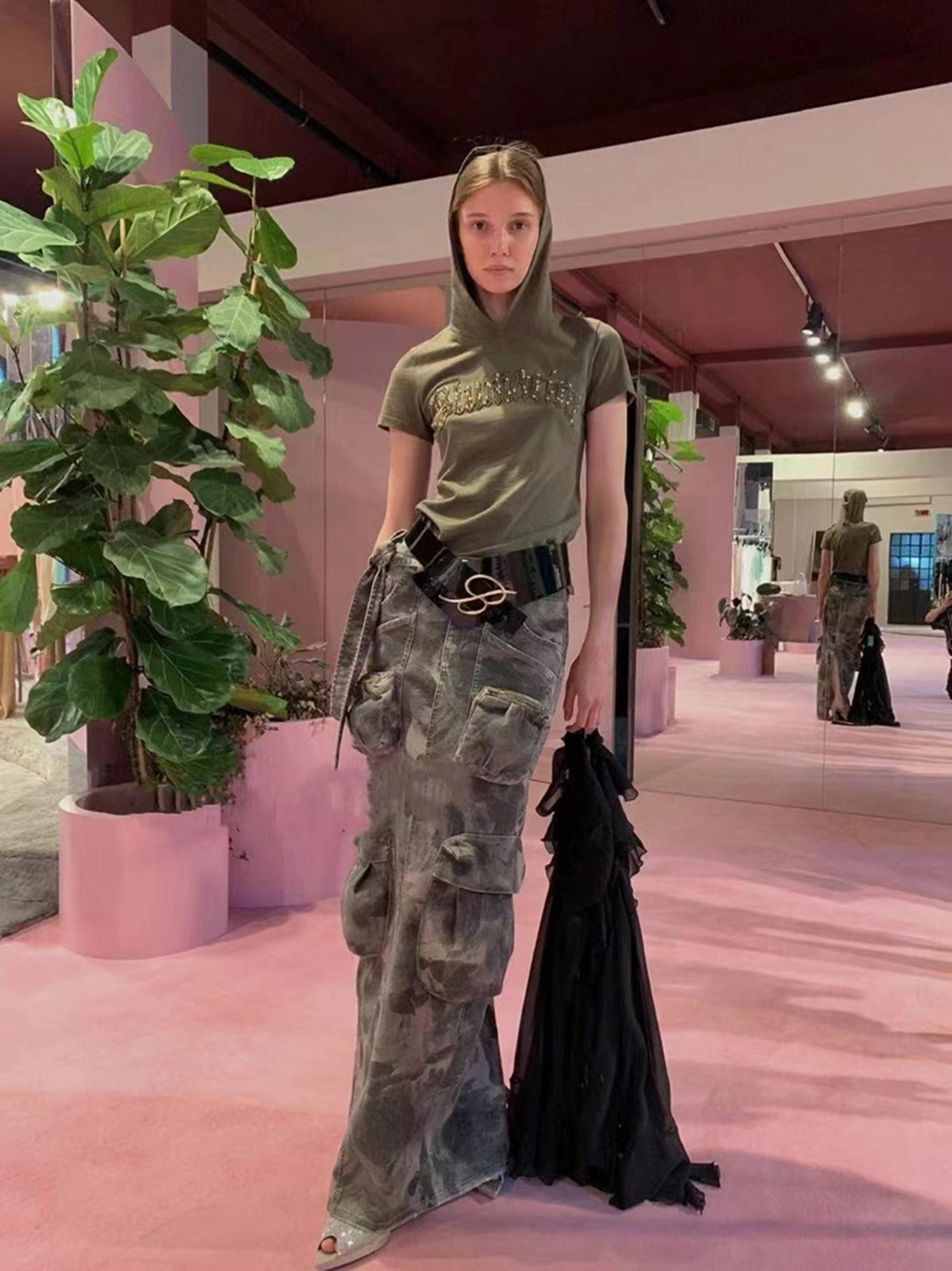 Khaki Green Camouflage Skirt