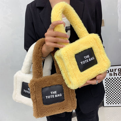 Imitation Lamb Wool Plush Mini Tote Handbag