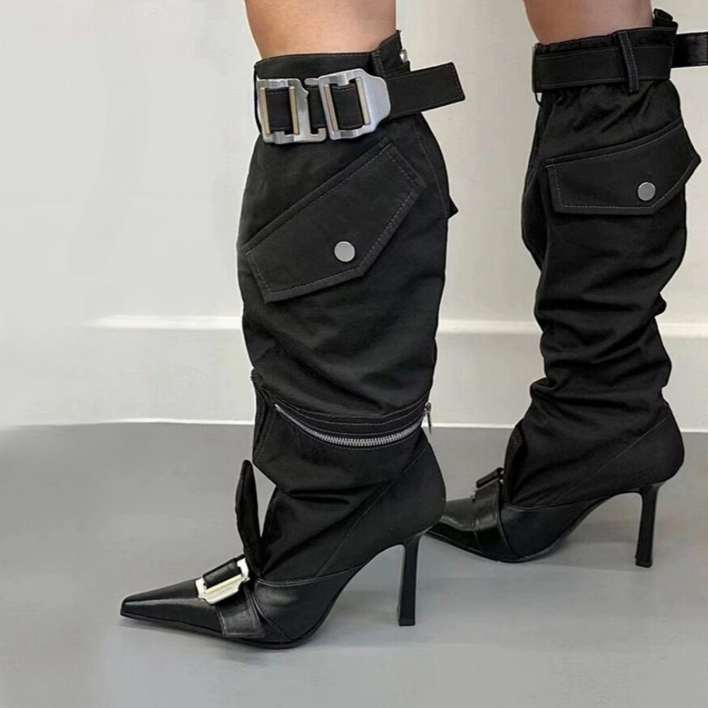 Knee Length Belt Buckle Long Tube Boots