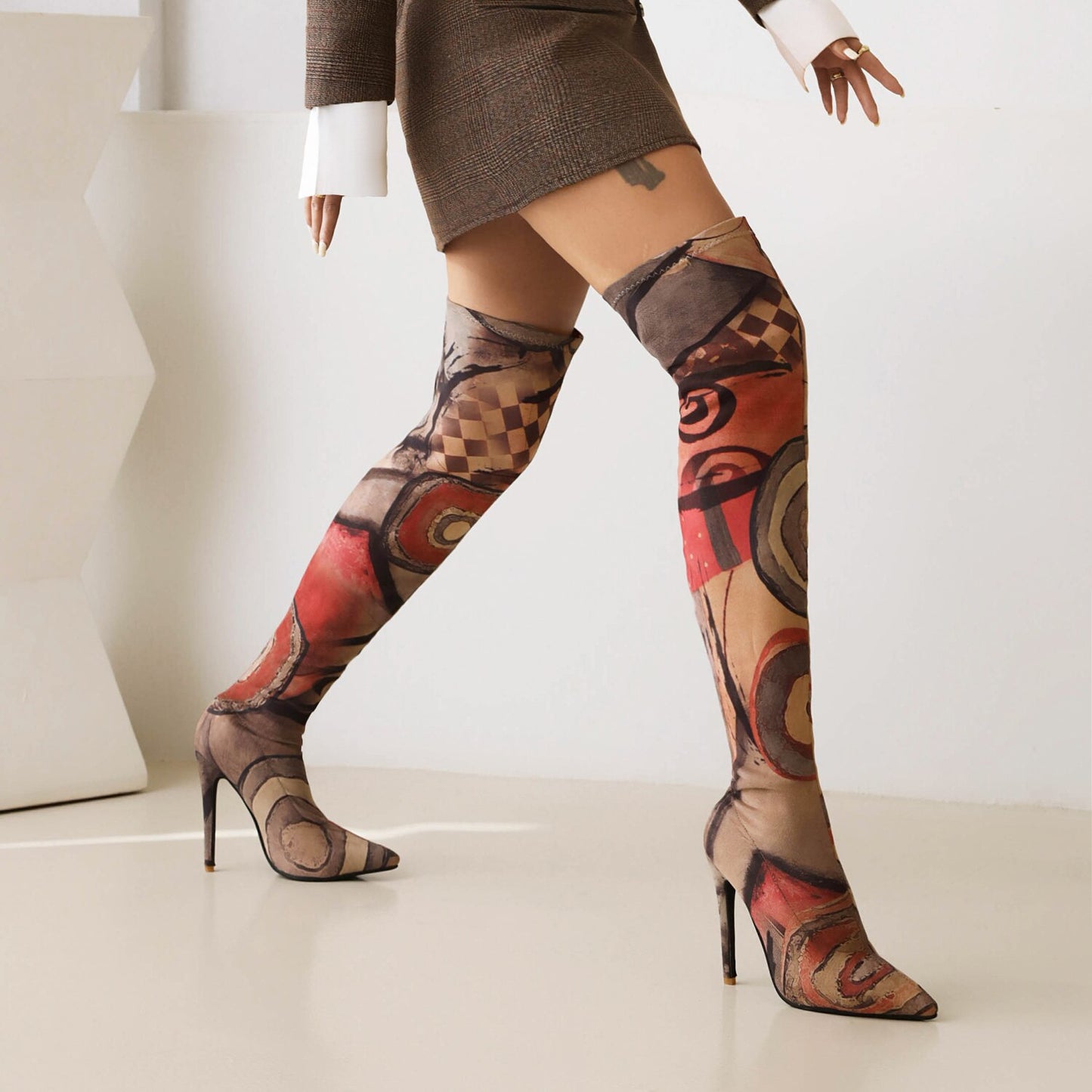 Graffiti Over Knee Boots