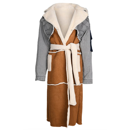 Full Sleeve Slim Patchwork Woolen Coat