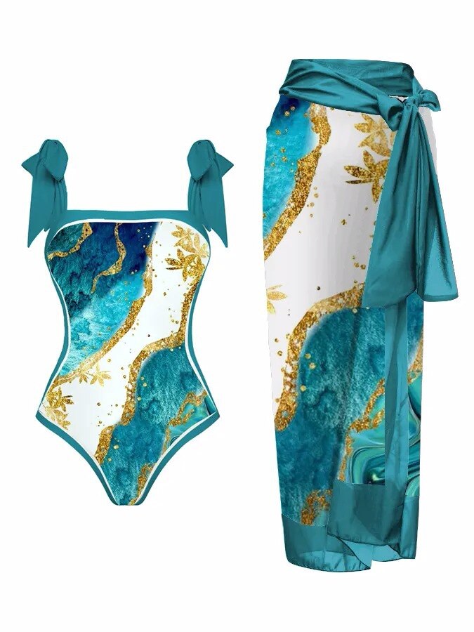 Multicolor Printed Swimwear Set