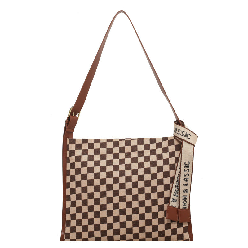 Tote Bag Women's New Fashion Houndstooth Ladies One-Shoulder Messenger Bag Trendy Large-Capacity Bag