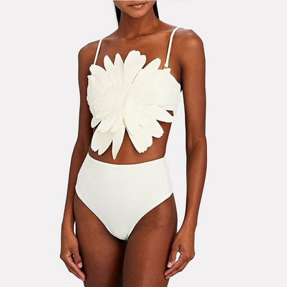 Three-Dimensional Floral Split Bikini