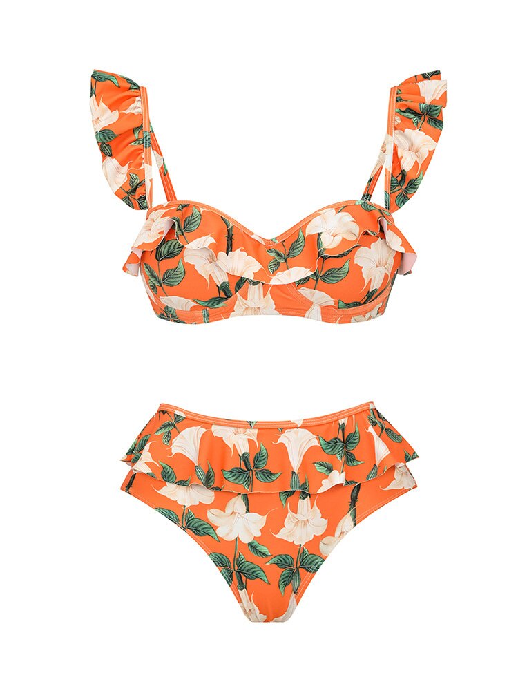 Print Pattern Slim Backless Swimwear