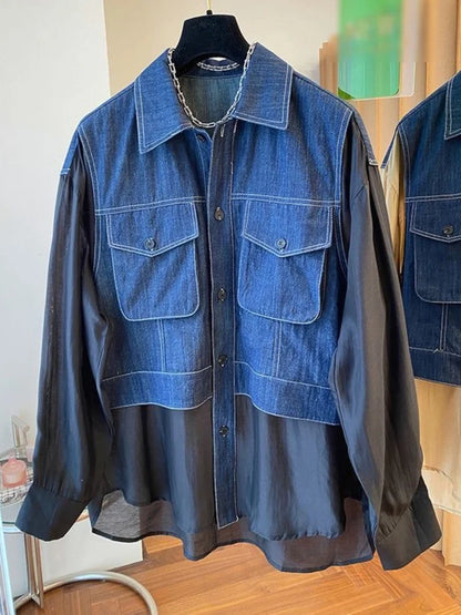 Denim Spliced Shirt