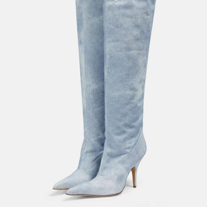 Denim Knee Sleeve Boots