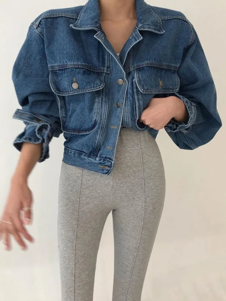 Vintage Loose Workwear Short Denim Jacket