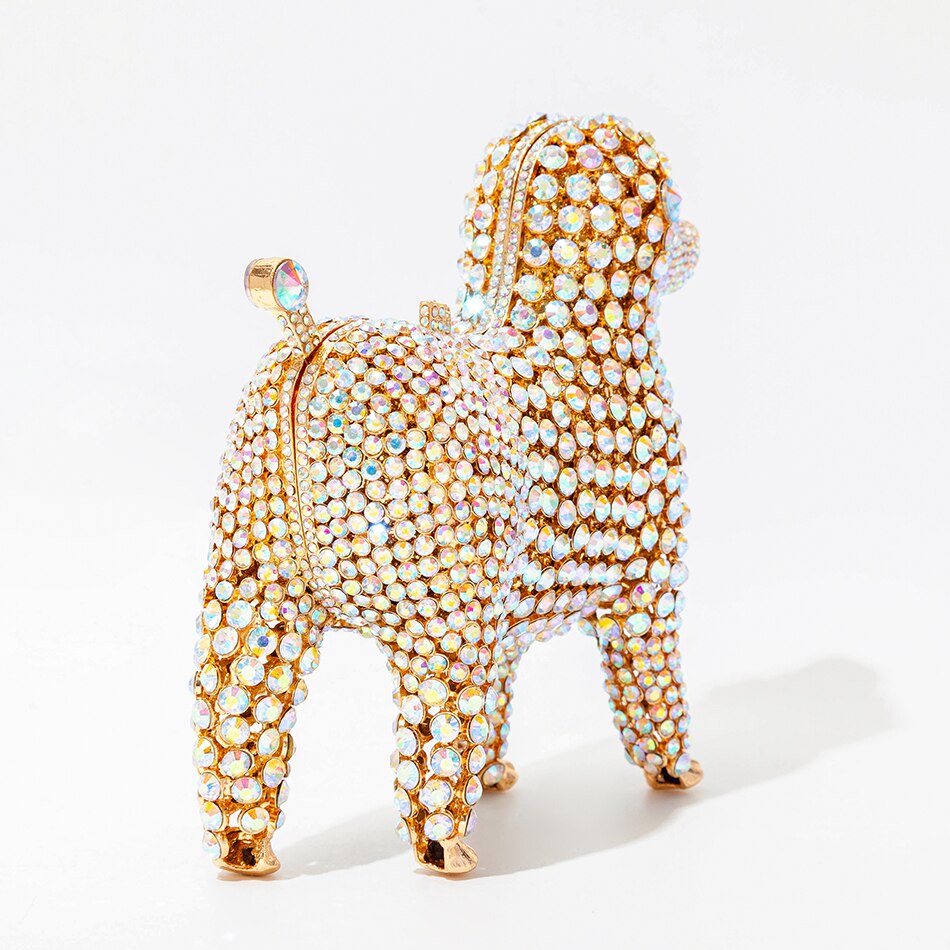 Luxury Dog-Shaped Crystal Evening Clutch