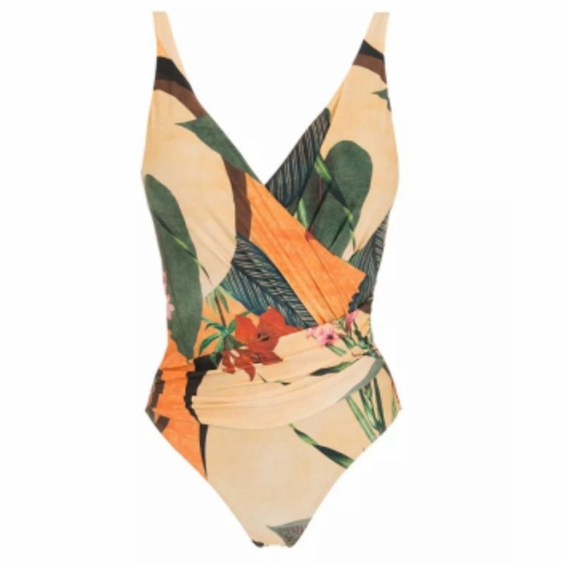 One-Piece Retro Swimsuit with Belly-Slimming Cover-Up