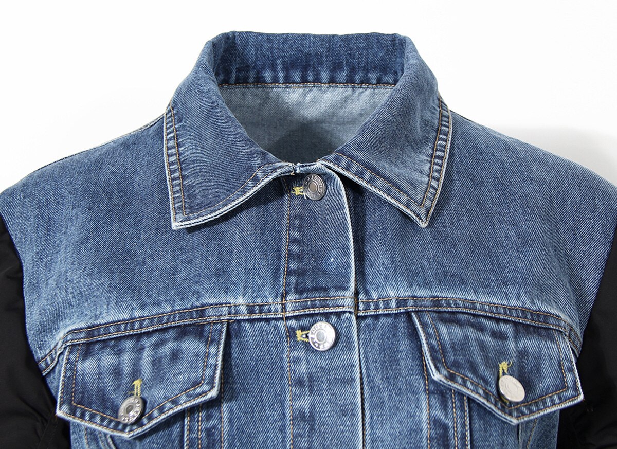 Denim Contrast Color Short Jacket