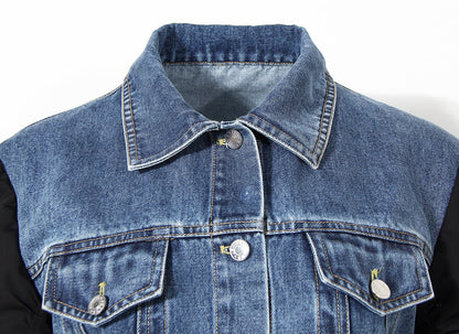 Denim Contrast Color Short Jacket