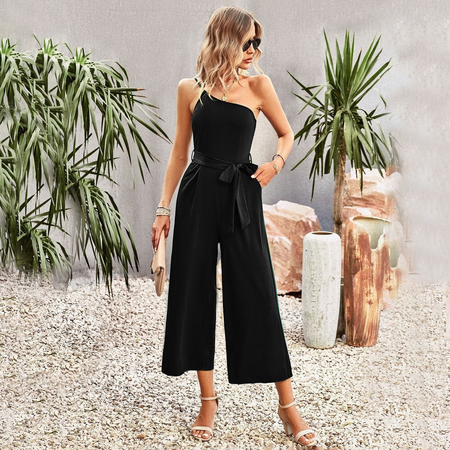 Off-Shoulder Strapped Jumpsuit