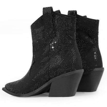 Rhinestone Ankle Pointed Toe Western Cowboy Boots
