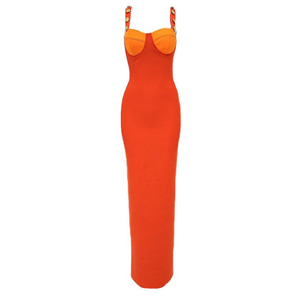 Orange Maxi Bandage Dress