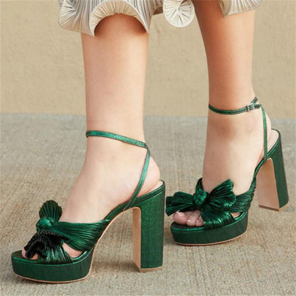 Thick Soled High Heel Shoes Women's Shoes Fashion Bow Party Elegant Sandals