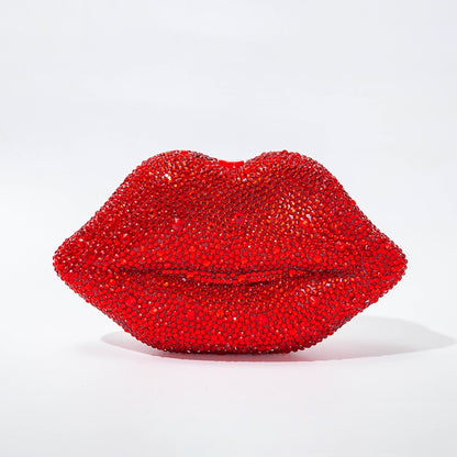 Mouth Shaped Rhinestone Clutch Bag