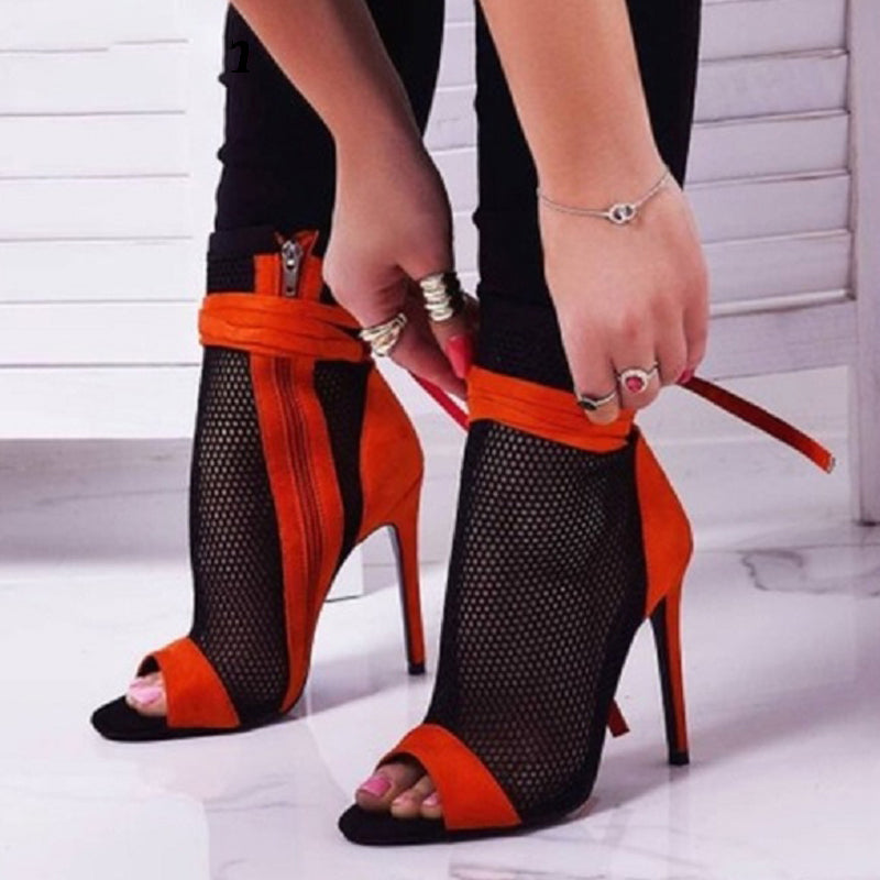 Mesh Peep-Toe Sandals