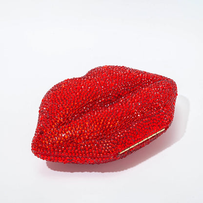 Mouth Shaped Rhinestone Clutch Bag