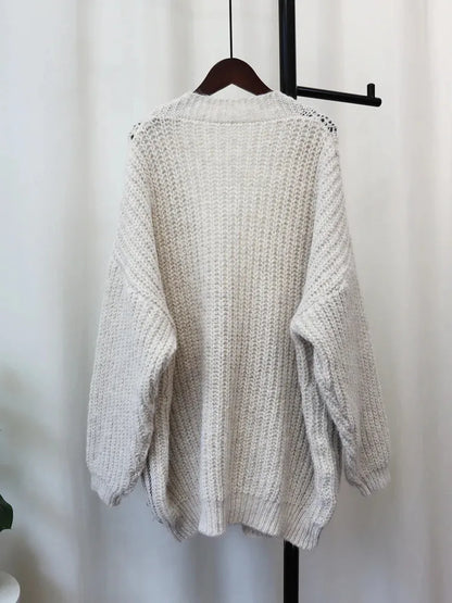 V-Neck Loose Single-Breasted Cardigan