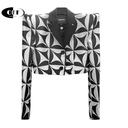 Geometric Print Blazer