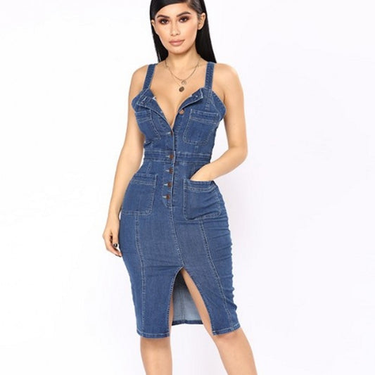 Spaghetti Strap Sleeveless Jean Dress