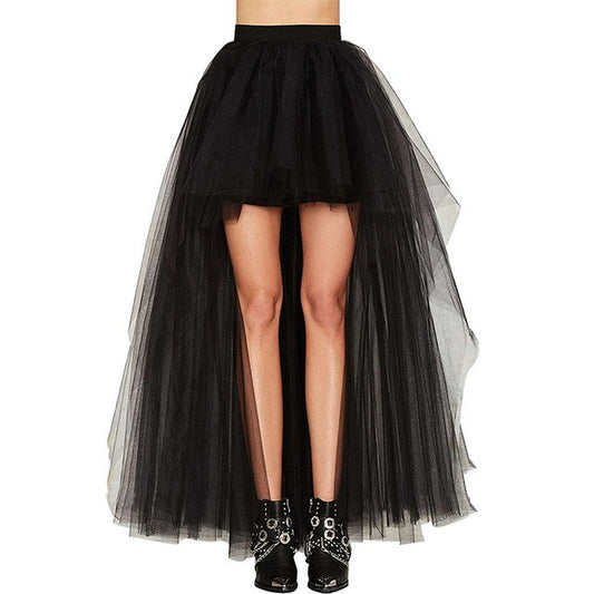 High Waist Floor-Length Skirt Women Irregular Mesh Tutu Skirt