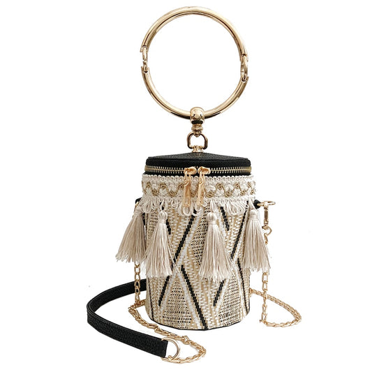 Metal Ring Tassel Chain Shoulder Bag