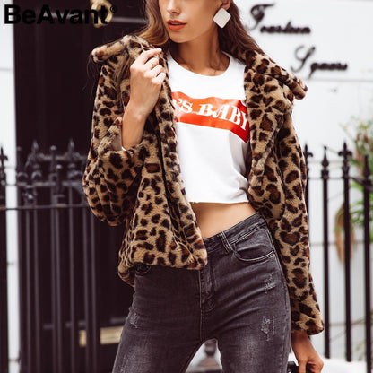 Bina Leopard Print Faux Fur Coat