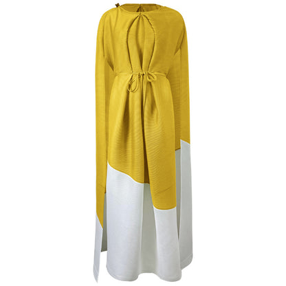 Miyake Contrast Color Stitching Dress