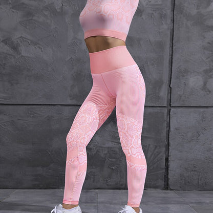 Seamless Yoga Crop Top Workout Training Suit