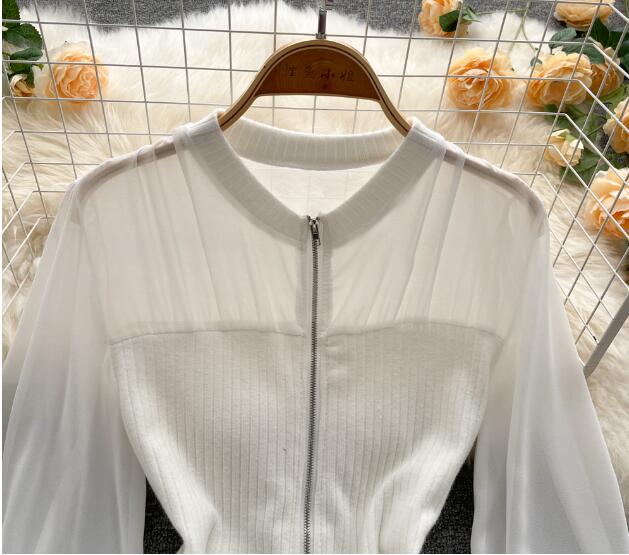 French Sweet Lantern Sleeve Chiffon Shirt